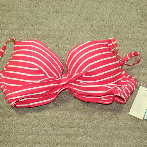 NWT Sea Level Swim Women's Size 10 Pink White Push Up Bikini Top - Picture 1 of 3